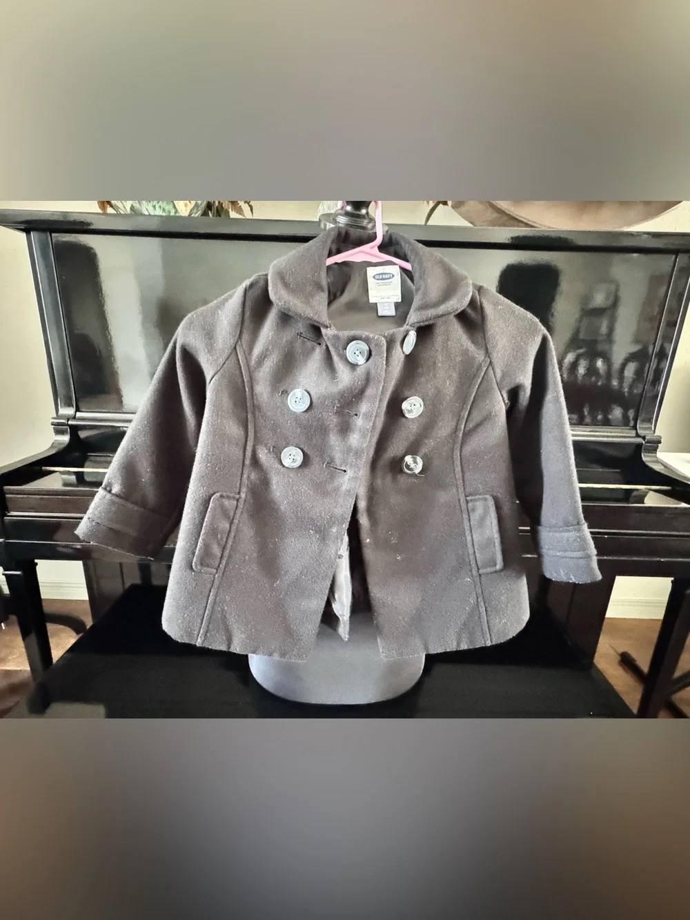 Old Navy Girls' Dark Brown Double-Breasted Peacoat